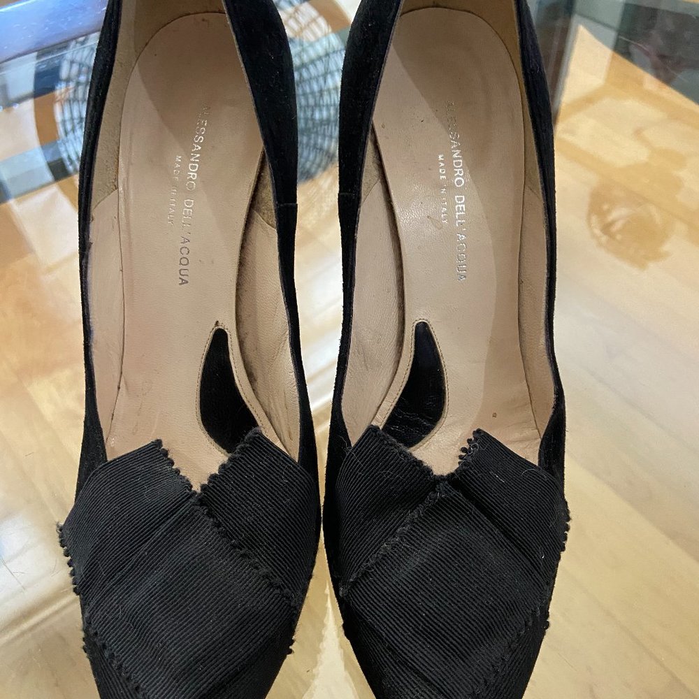 Authentic Alessandro Dell'Acqua black leather shoes 39 / US 8.5-9 Made in Italy